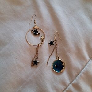 Celestial Sun Moon And Stars Dangle Earrings